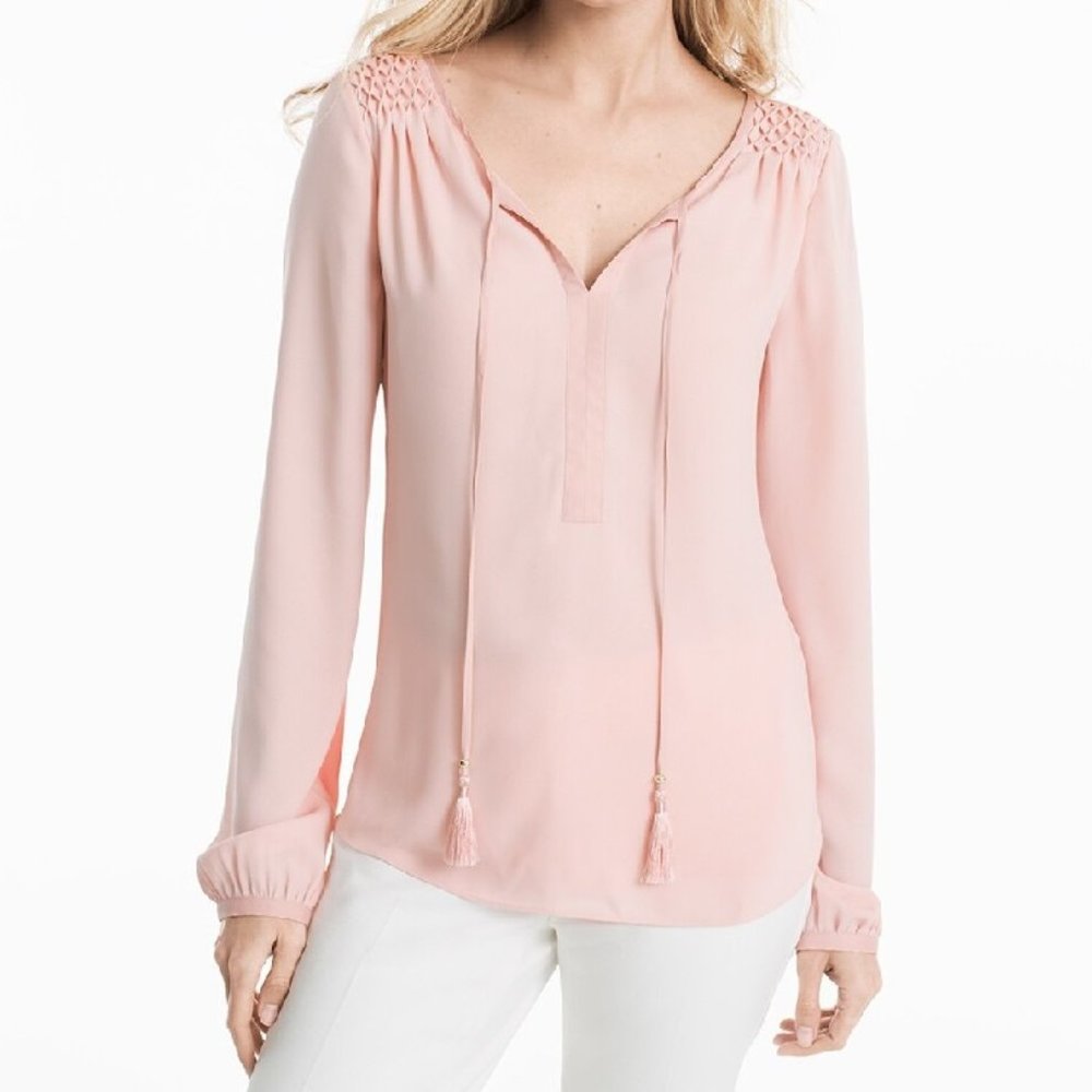 White House Black Market Pink Peasant Blouse Top